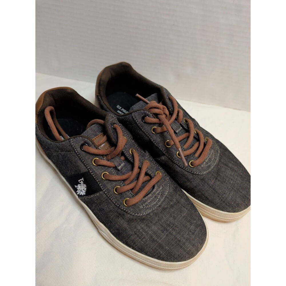 US Polo Assn Chambray Helm 7m Men’s Gray/Brown Textile Low Top Lace-Up Casual